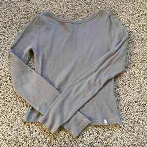 BDG Light Gray Women's waffle long sleeve